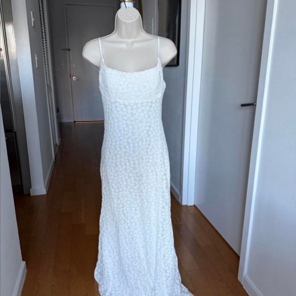 Bardot white lace midi dress